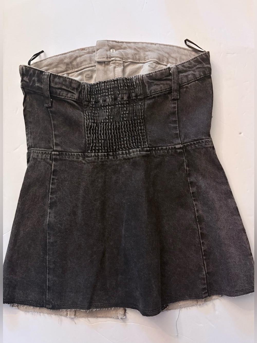 Zara Black Washed  Strapless Denim Yop - Picture 5 of 9